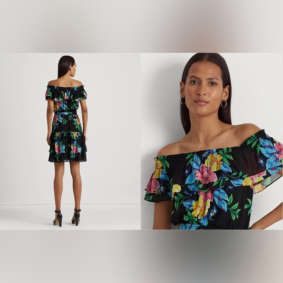 LAUREN RALPH LAUREN Floral Georgette Off THe Shoulder Dress - Picture 6 of 11